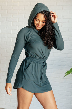 Touch of Style Hoodie Romper in Smoked Spruce