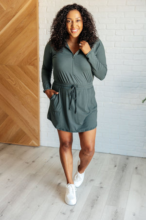 Touch of Style Hoodie Romper in Smoked Spruce