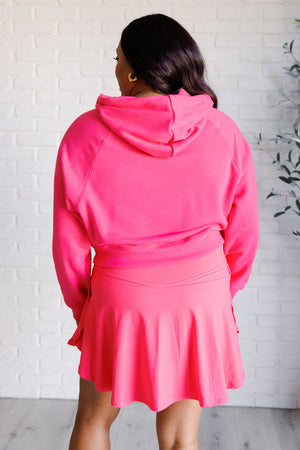 Have Me Hooked Cropped Pullover Hoodie in Flamingo Pink