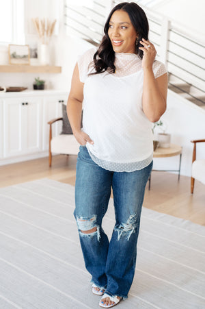 Janna Swiss Dot Layering Top In Cream