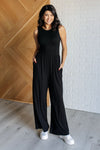 Corset Panel Wide Leg Jumpsuit in Black