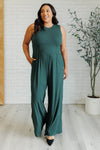 Corset Panel Wide Leg Jumpsuit in Green