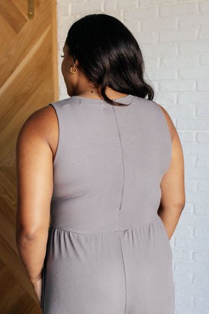 Corset Panel Wide Leg Jumpsuit in Grey