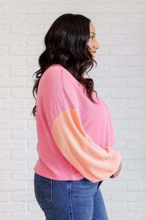 Shade Shift Colorblock Top in Bright Pink