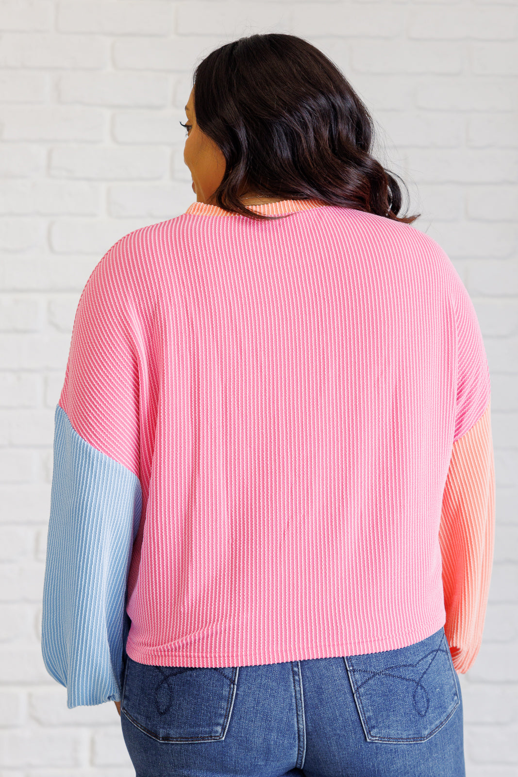 Shade Shift Colorblock Top in Bright Pink