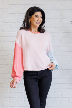 Shade Shift Colorblock Top in Light Pink