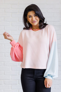 Shade Shift Colorblock Top in Light Pink