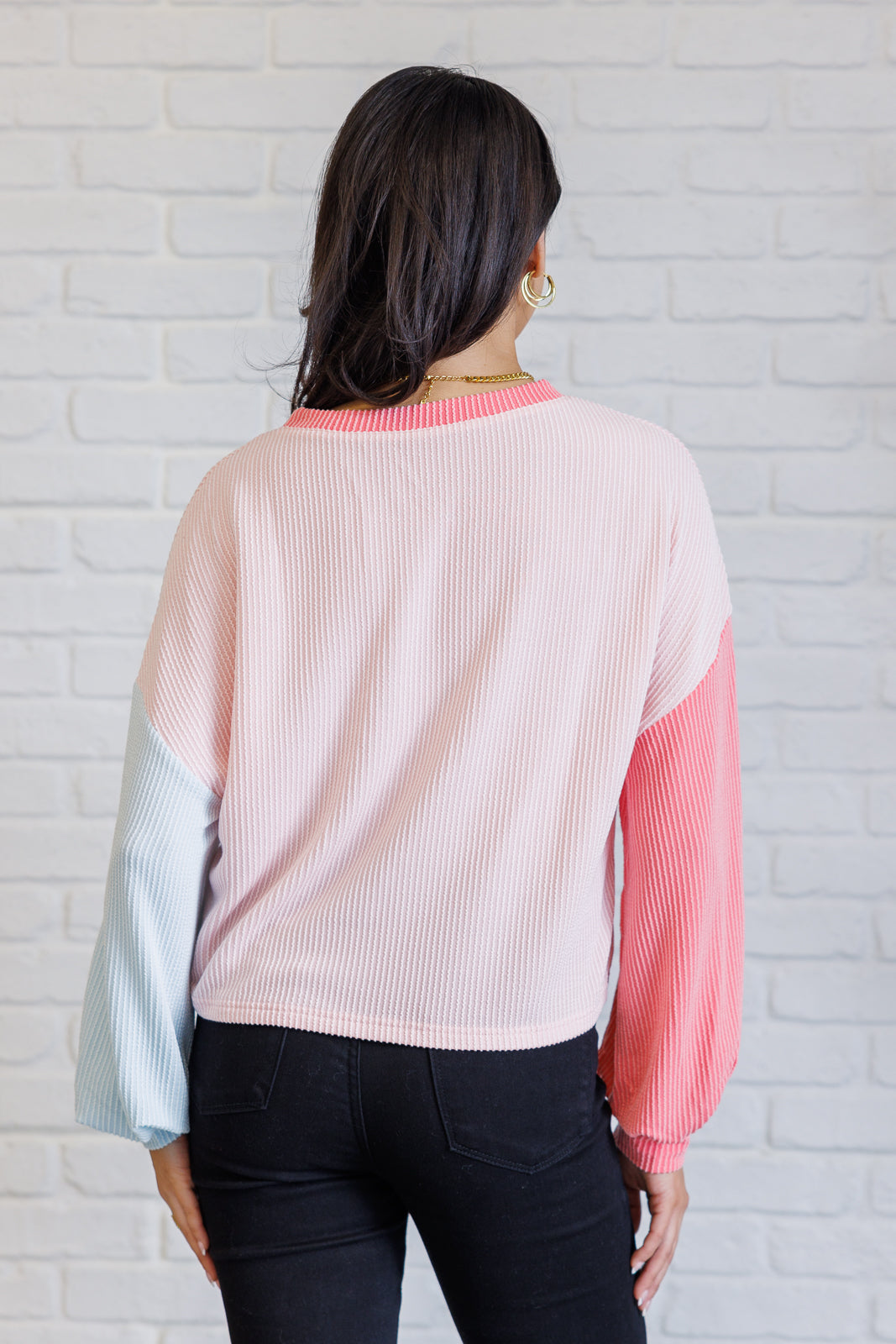 Shade Shift Colorblock Top in Light Pink