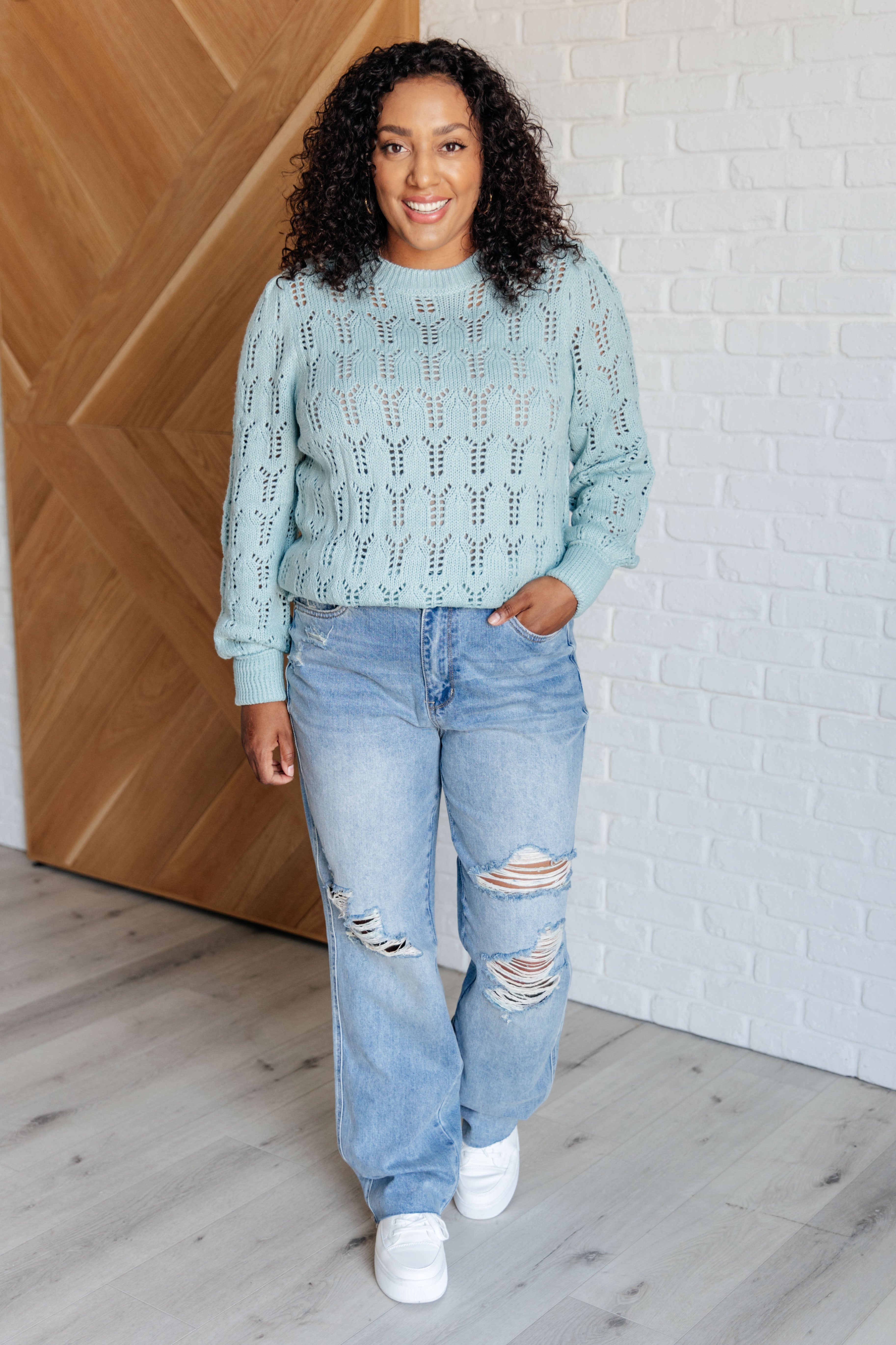 Lightweight Pointelle Knit Sweater