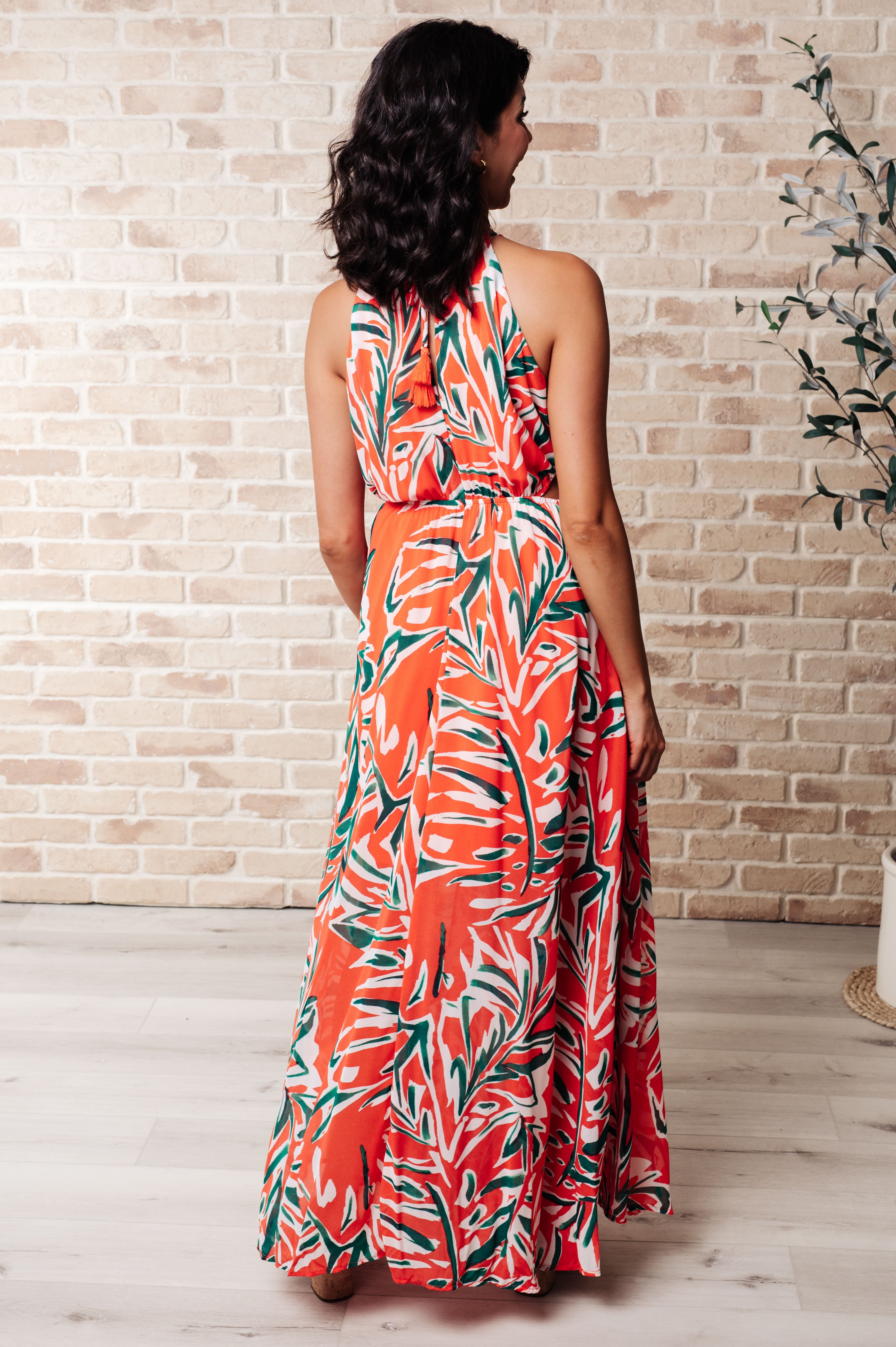 In The Tropics Cutout Dress in Coral