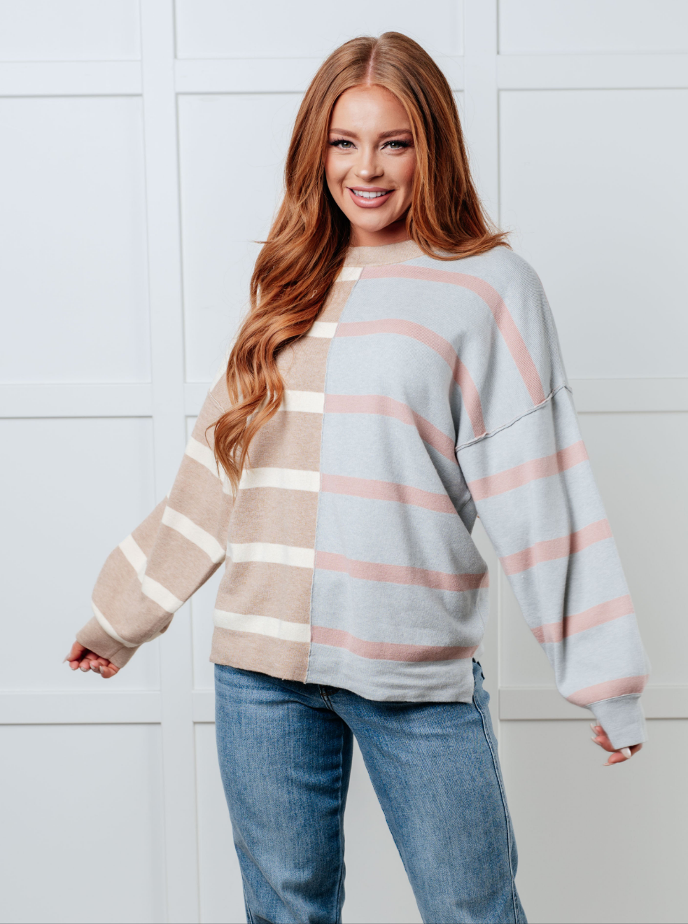 Artful Stripes Patchwork Sweater