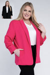 Amelie Open Front Blazer in Hot Pink & Black in Plus