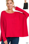 Josie Dolman Sleeve Top in Ruby & Black