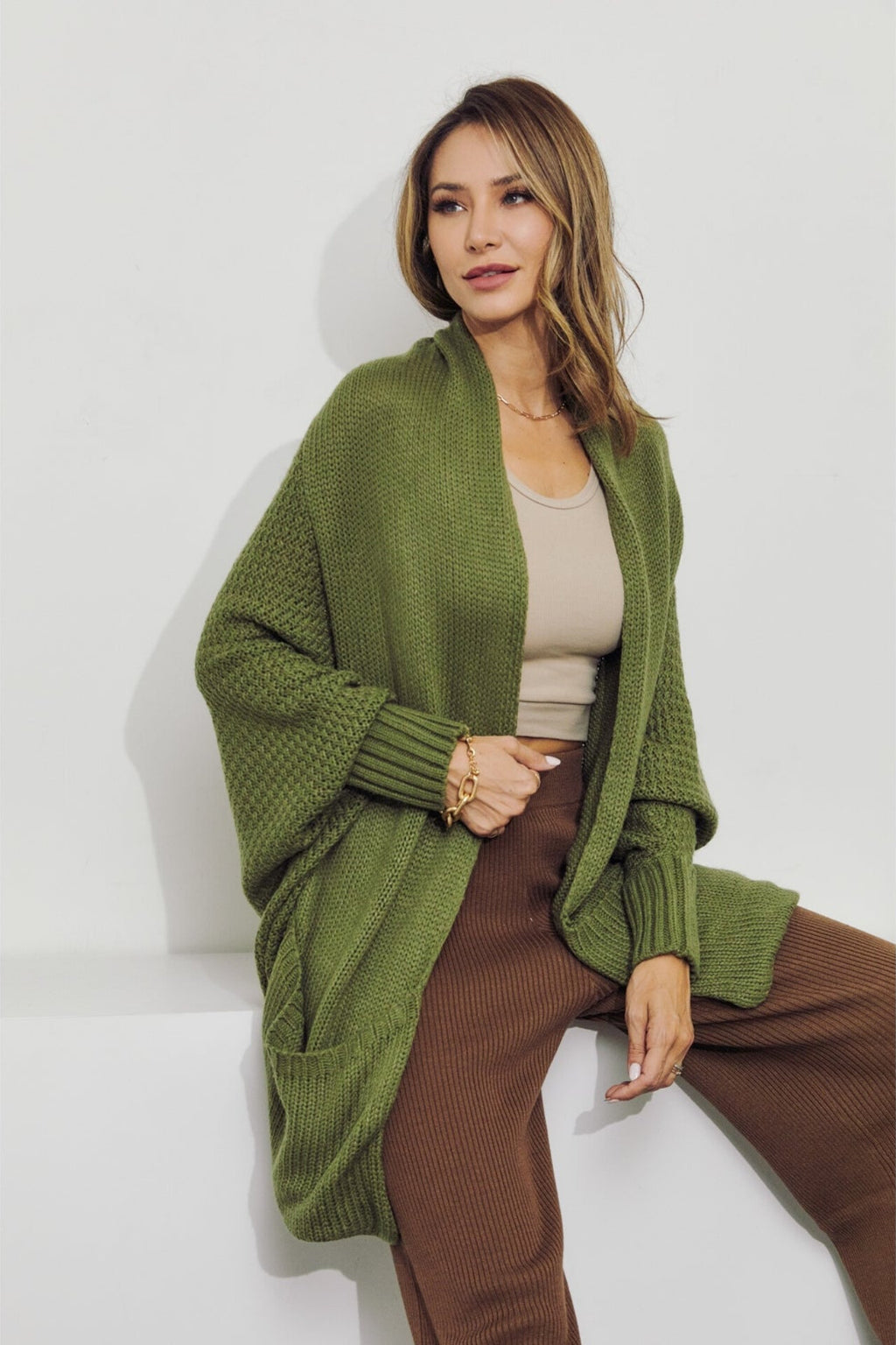 The Anya Cocoon Cardi in Olive