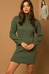 Elegant Embrace Turtleneck Sweater Dress in Olive & Heather Grey