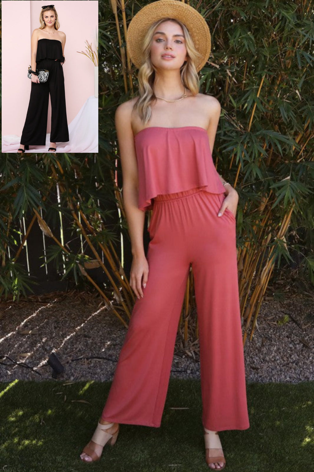 Ada Overlay Jumpsuit in Cranberry & Black