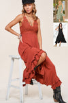 Lace & Ruffles Hi Low Maxi Dress in Marsala, Olive & Black