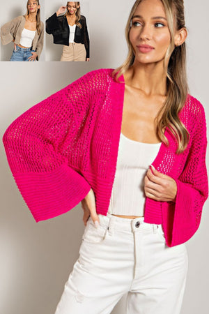 All Eyes on You Cardigan in Hot Pink, Oatmeal, & Black