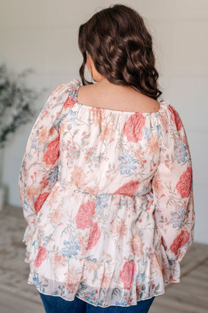 Drapes Beautifully Floral Square Neck Blouse