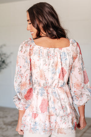 Drapes Beautifully Floral Square Neck Blouse