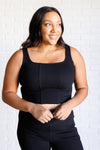 Such a Twill Square Neck Crop Corset Top in Black