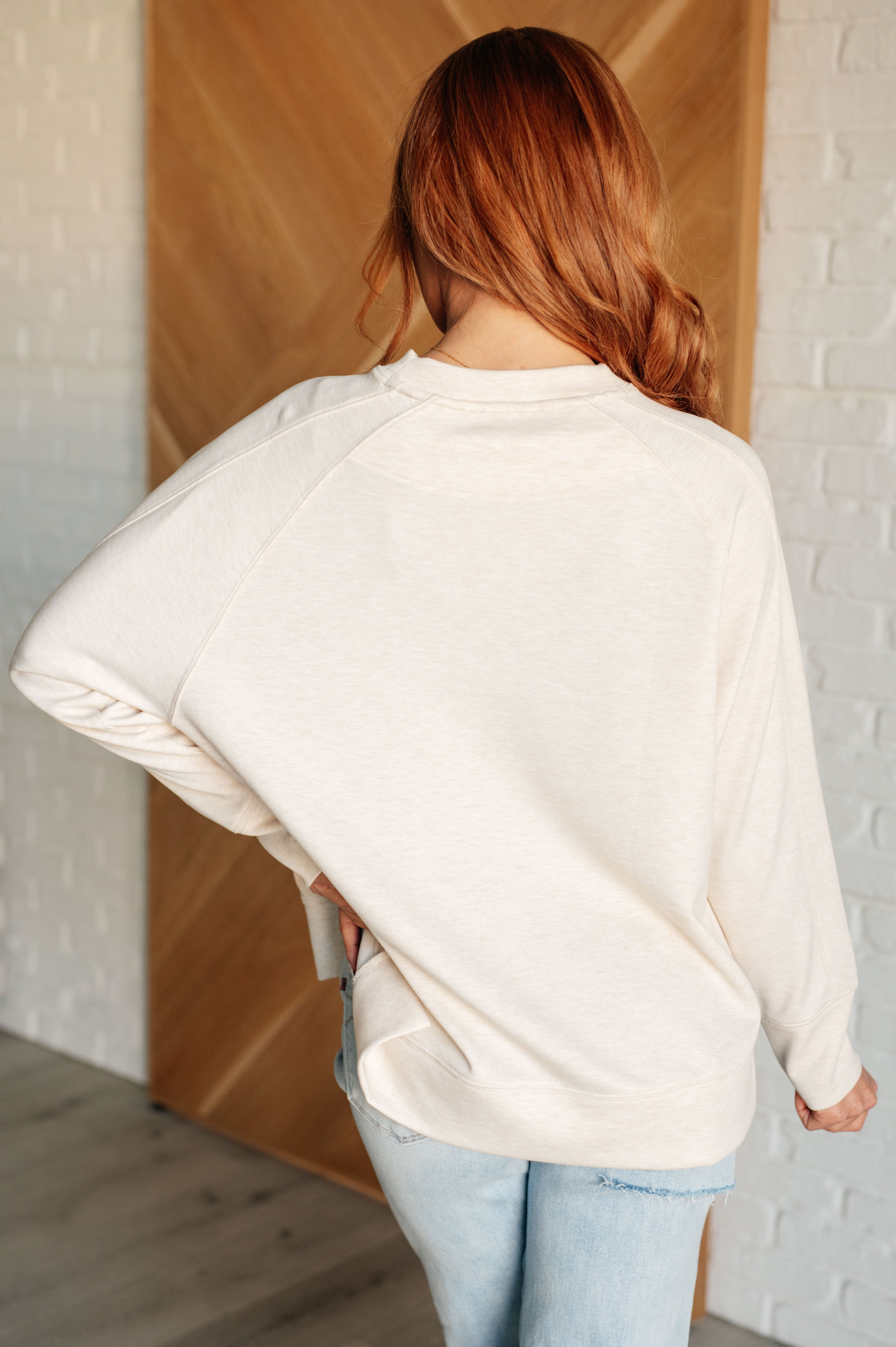 Subtle Charm Scuba Pullover in Beige