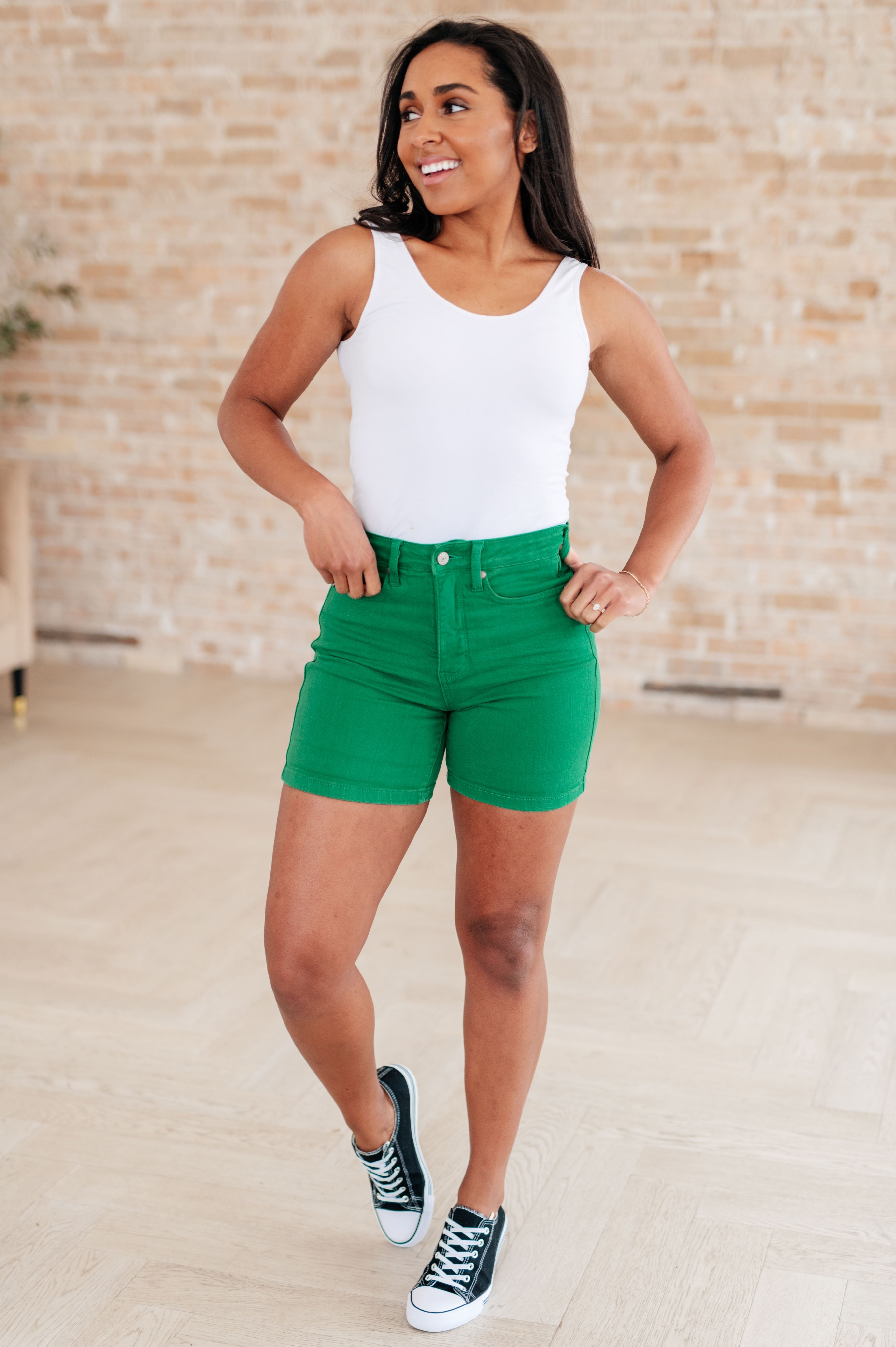 Mei Control Top Cuffed Shorts in Green