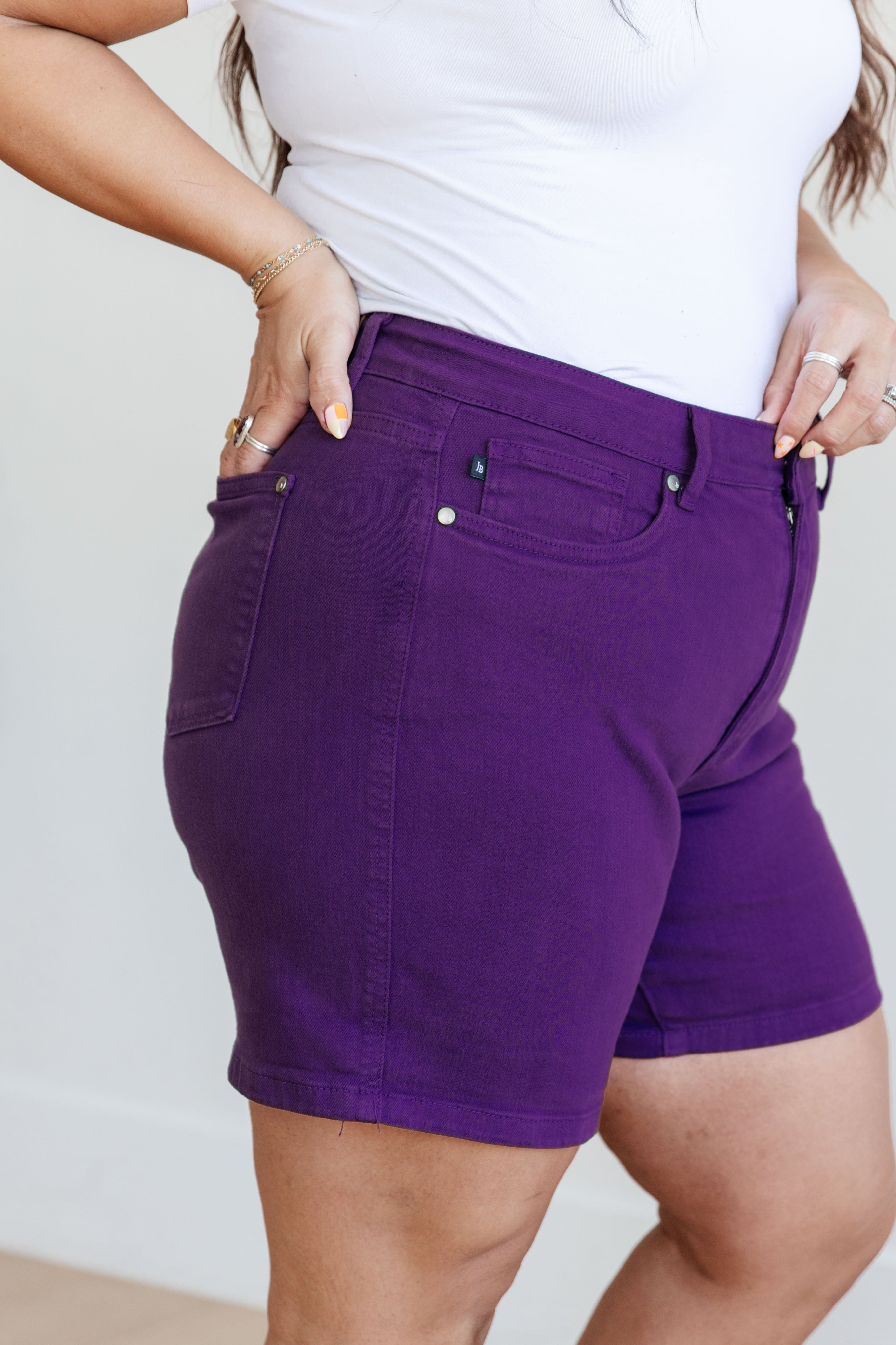 Mei Control Top Cuffed Shorts in Purple