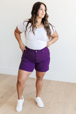 Mei Control Top Cuffed Shorts in Purple