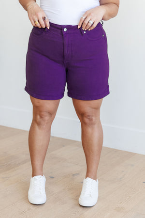 Mei Control Top Cuffed Shorts in Purple