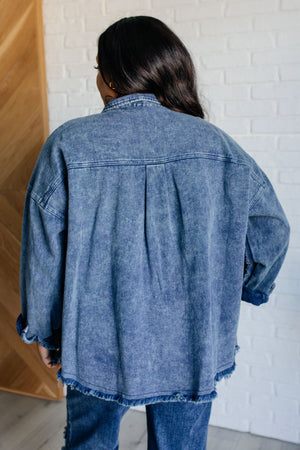 Easy Choice Mineral Wash Shacket in Denim Twill