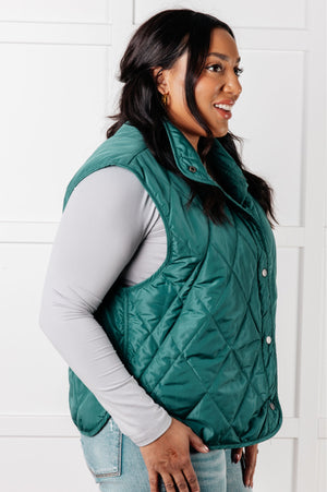 Artic Chic Quilted Vest in Hunter Green