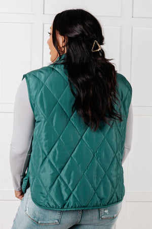 Artic Chic Quilted Vest in Hunter Green