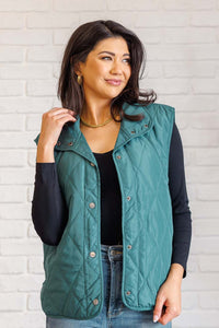 Artic Chic Quilted Vest in Hunter Green