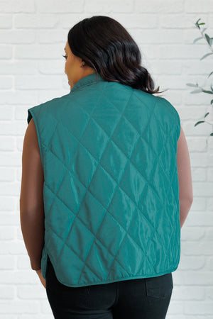 Artic Chic Quilted Vest in Hunter Green