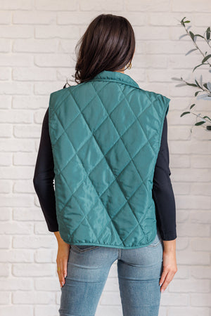 Artic Chic Quilted Vest in Hunter Green