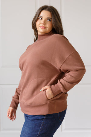 Absolutely You Mock Neck Pullover in Cocoa