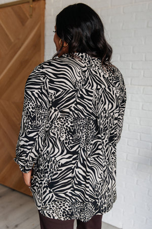 Velora Top in Black & Taupe Animal Print