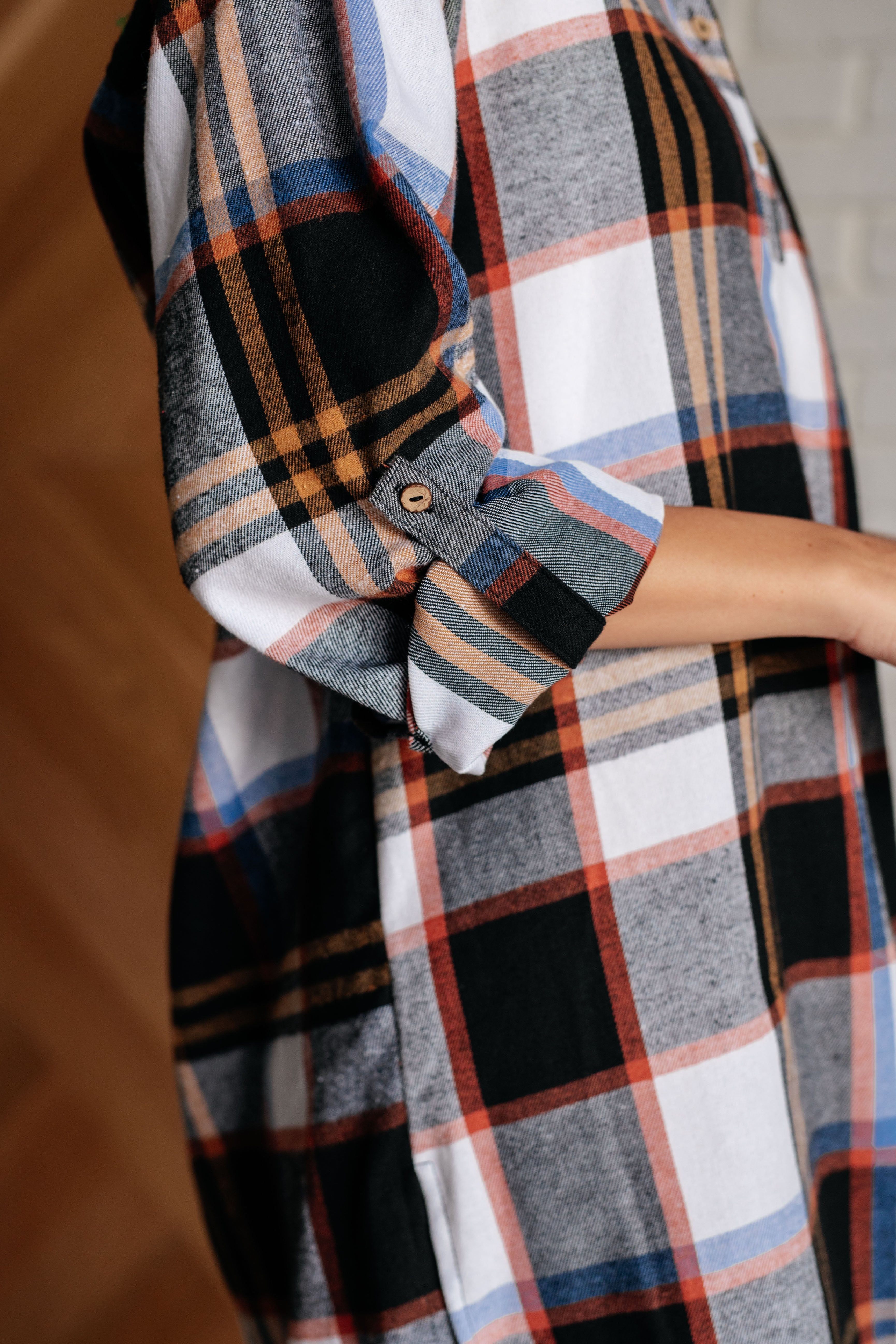 City Vibe Plaid Shirt Dress