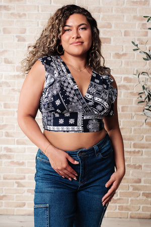 Heart's A Flutter Paisley Print Crop Top