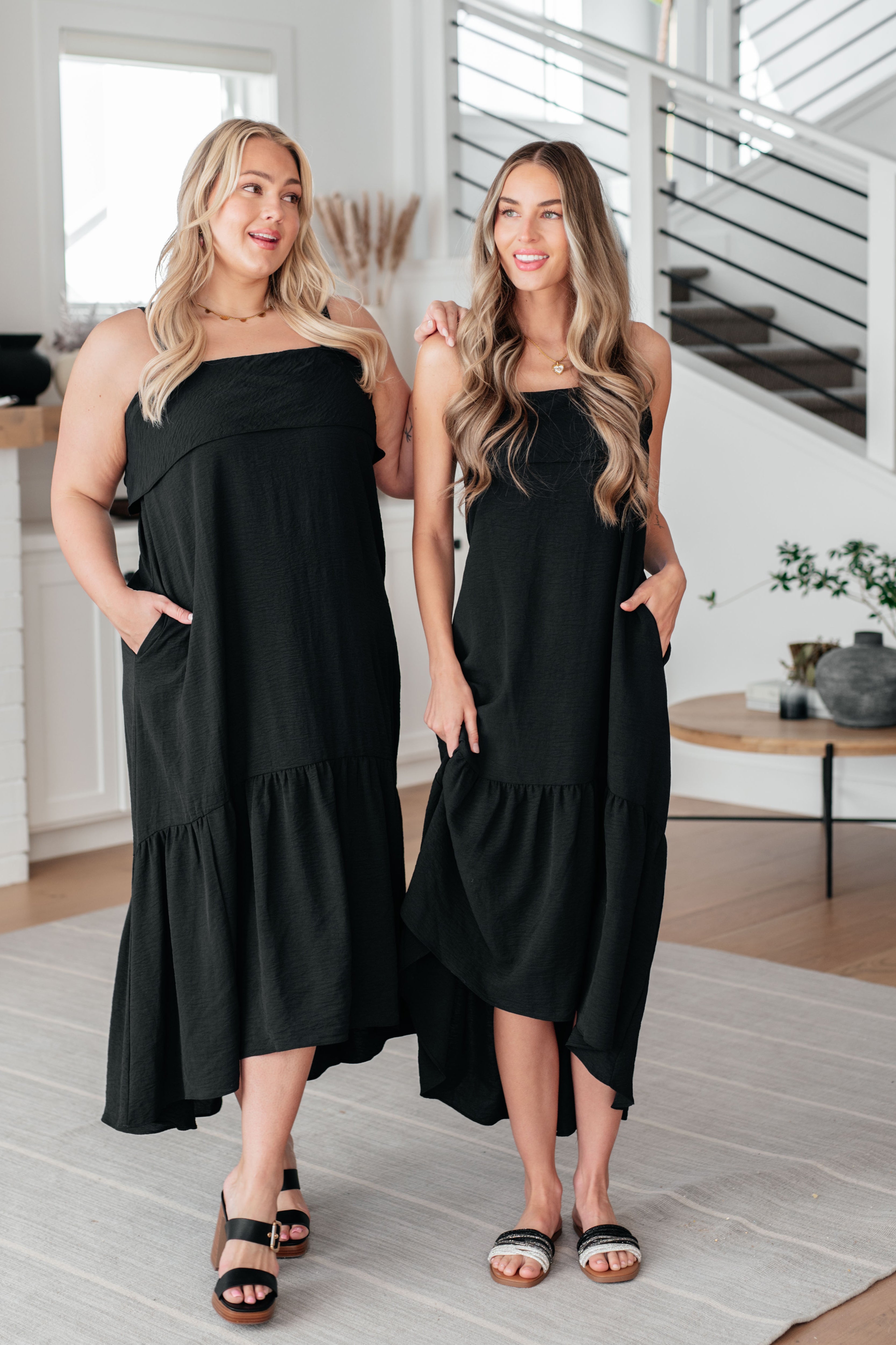 Akia Tie Back Maxi Dress in Black