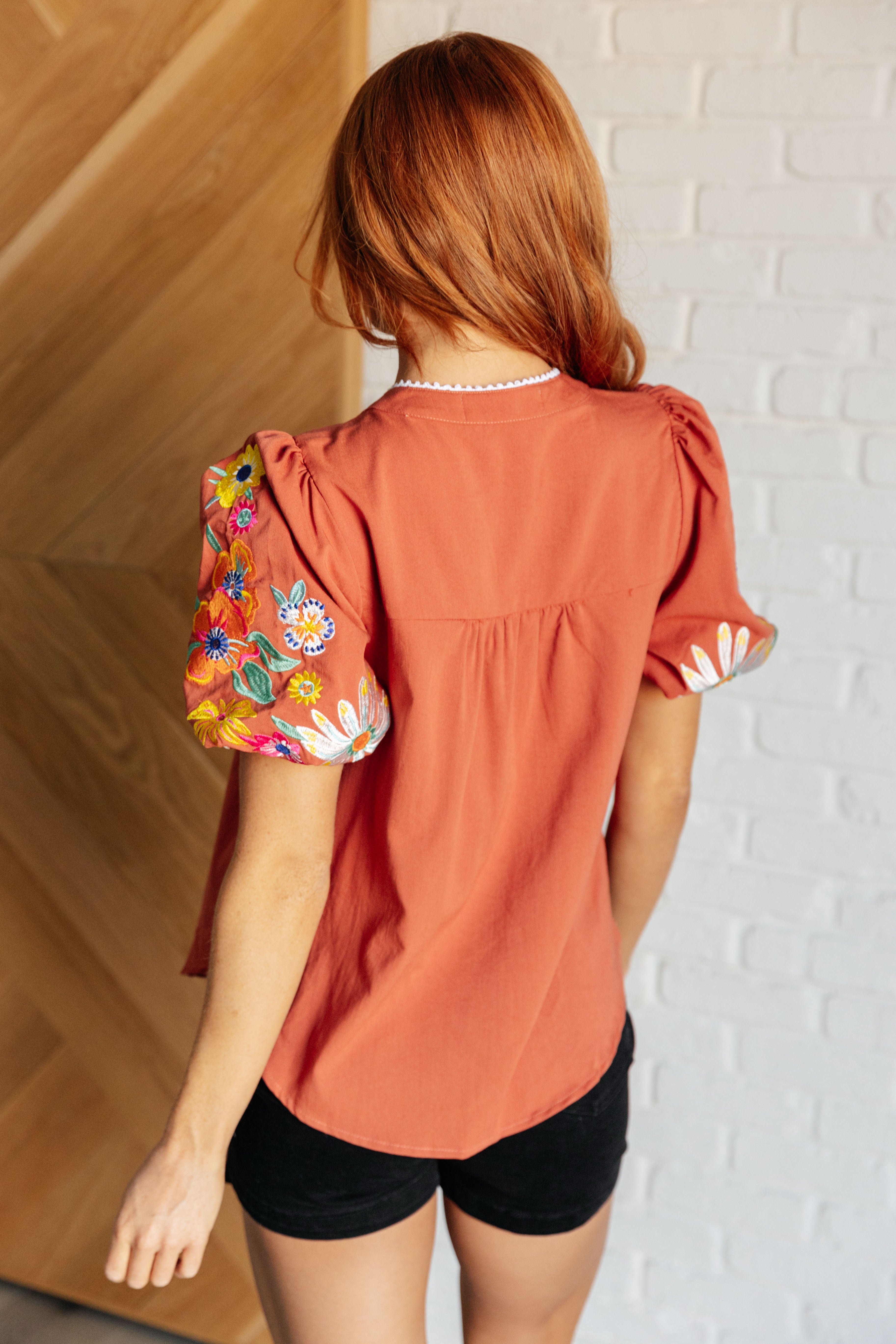 Nonchalant Embroidered Sleeve Blouse