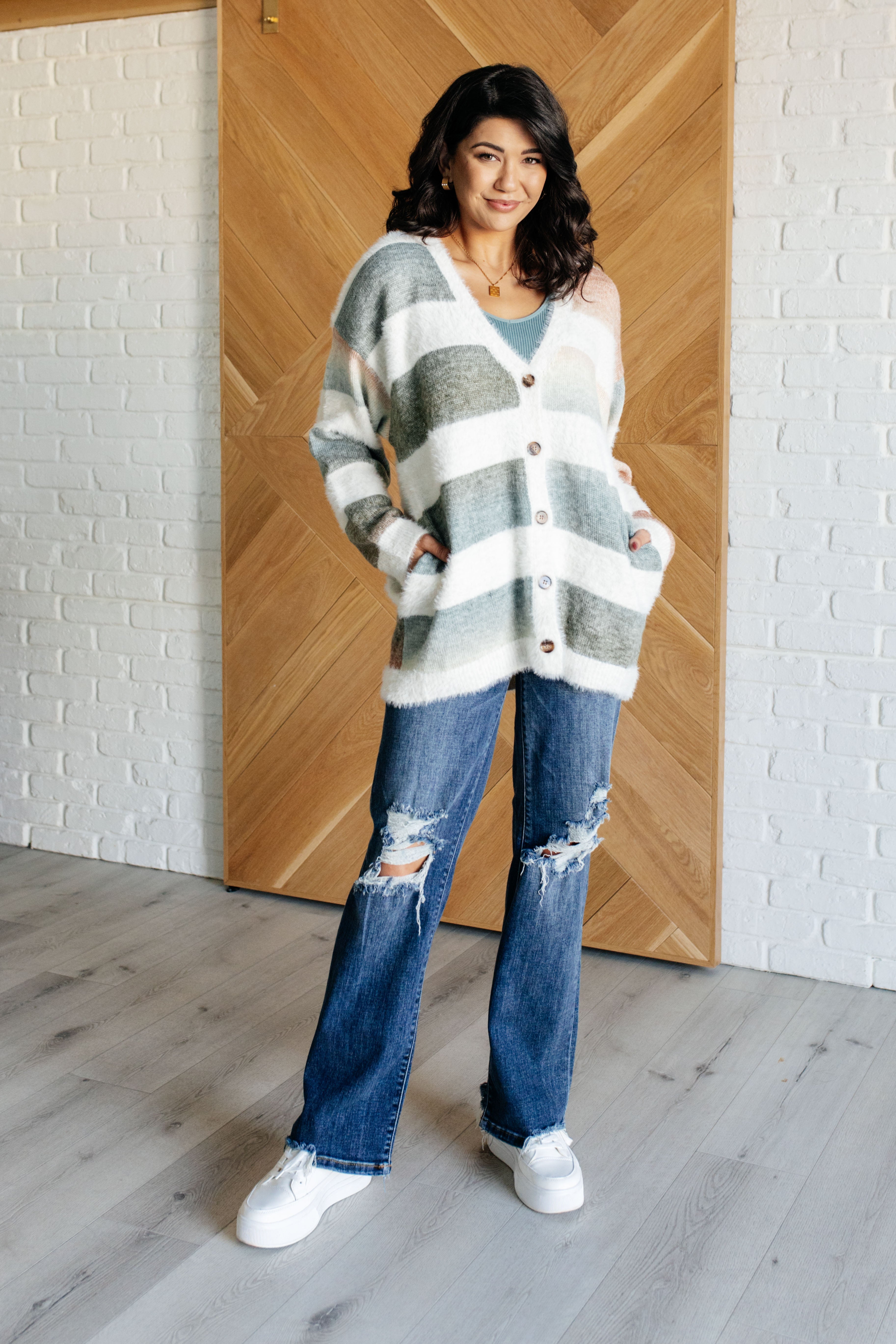 Warm & Fuzzy Ombre Striped Cardigan