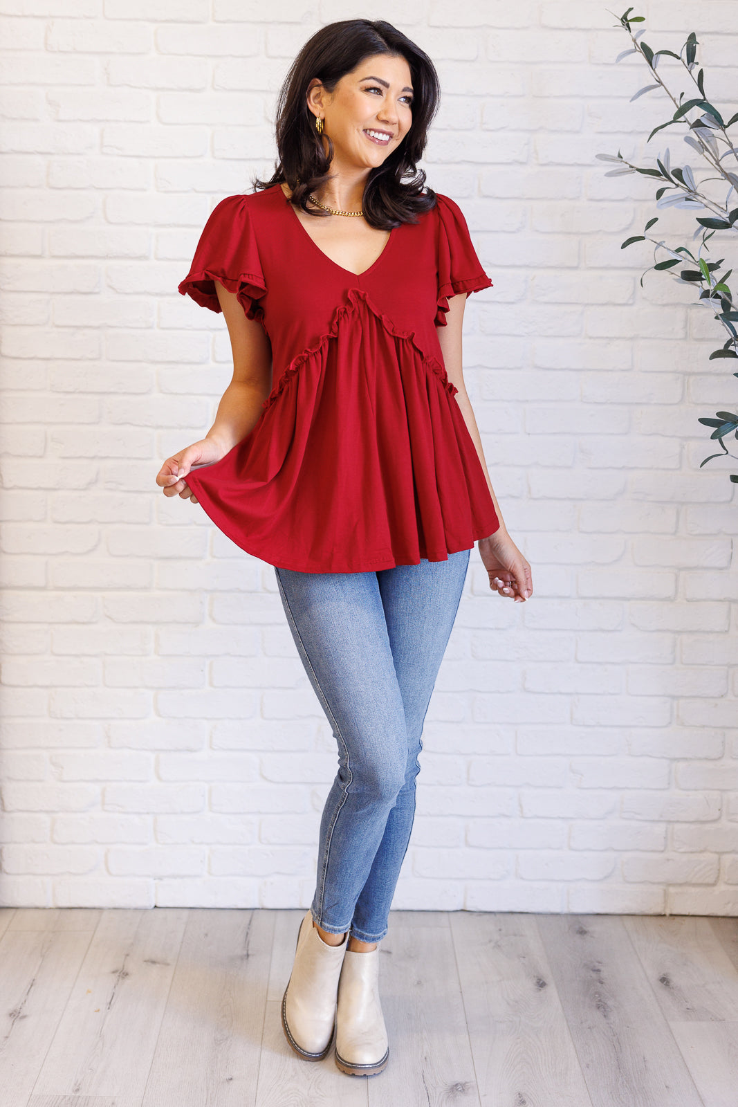 Whispered Charm Ruffle Detail Top