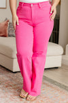 90s Comeback Garment Dyed Straight Jeans in Vibrant Pink