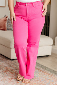 90s Comeback Garment Dyed Straight Jeans in Vibrant Pink