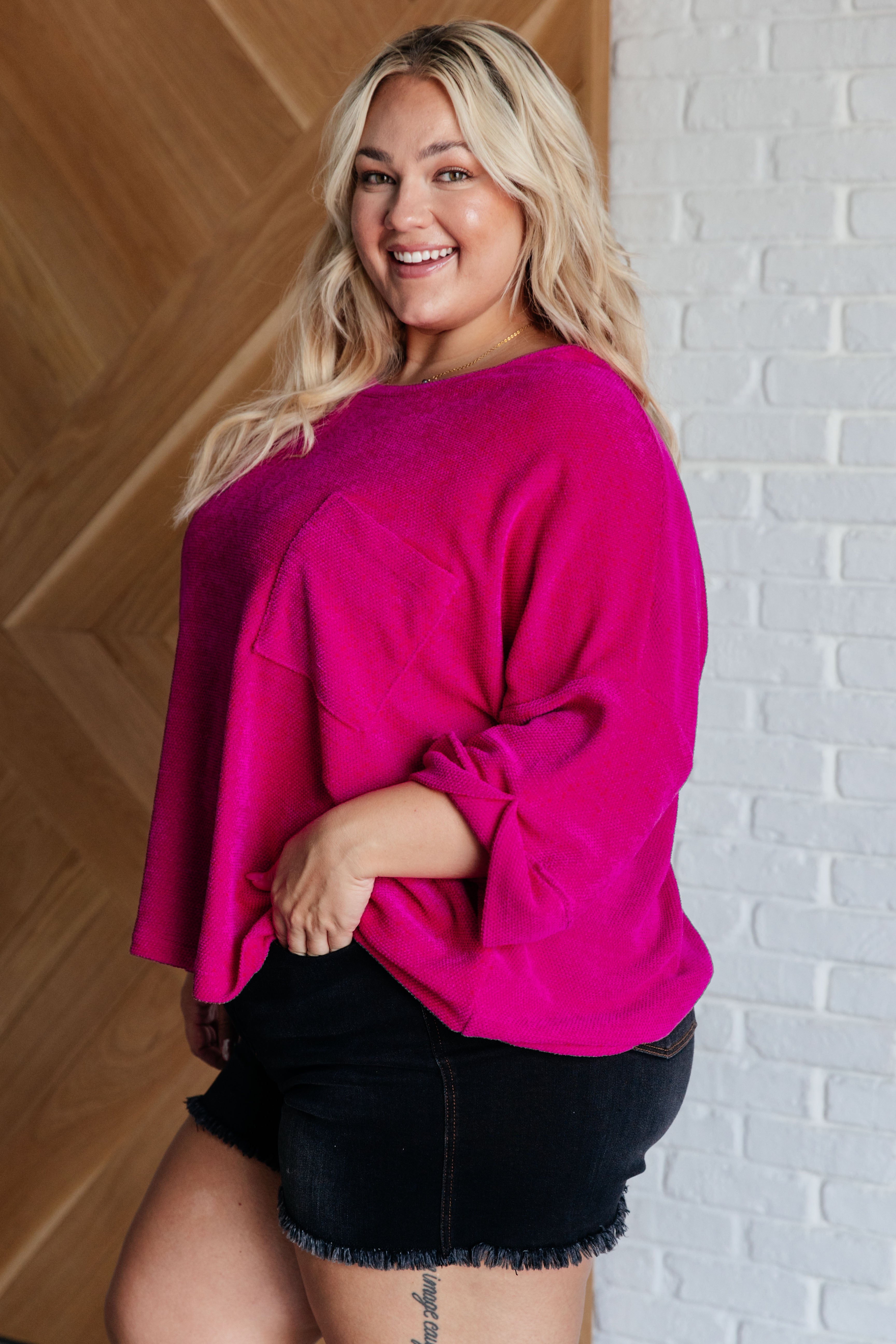 Soft As a Dream Chenille Blouse in Pink