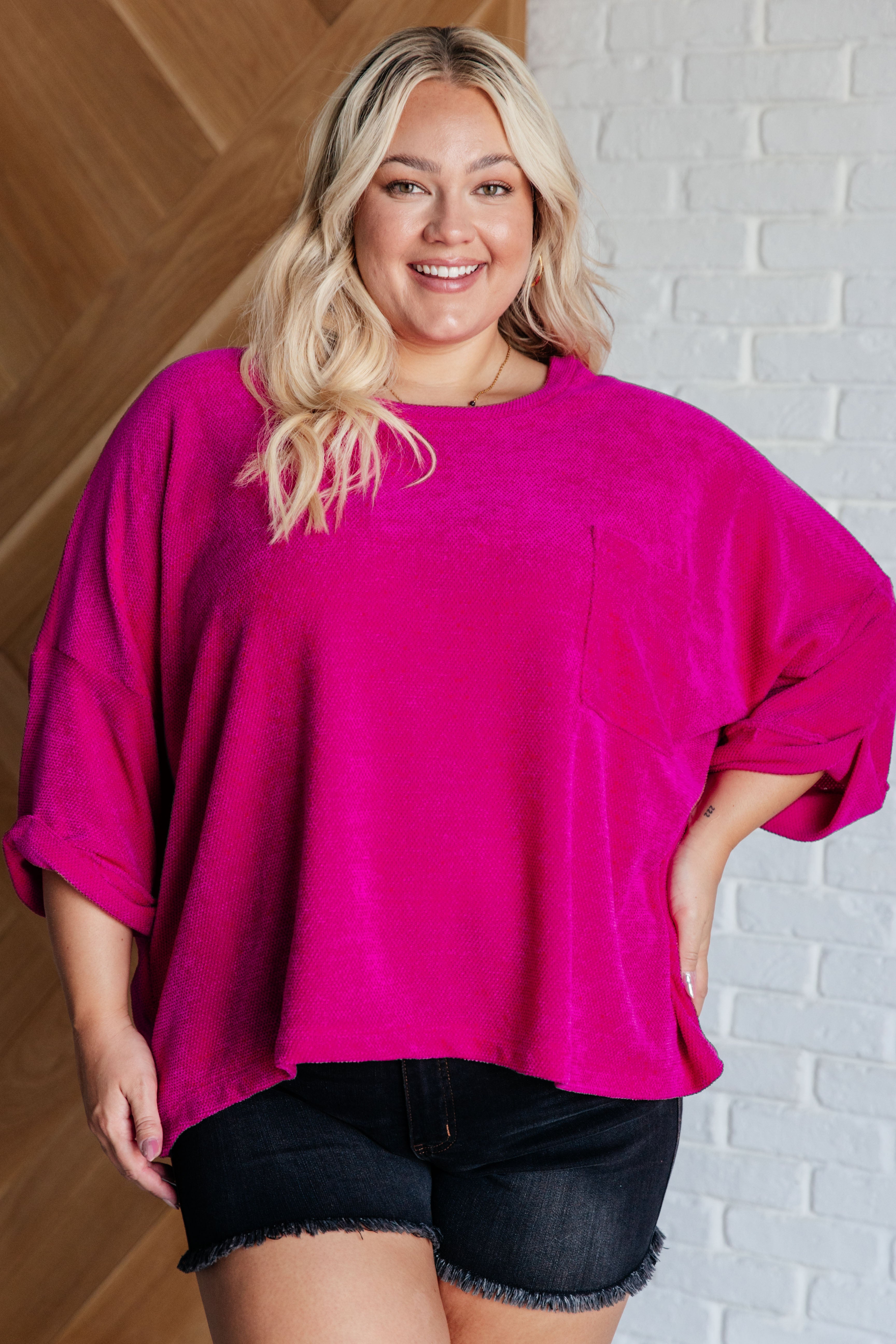 Soft As a Dream Chenille Blouse in Pink