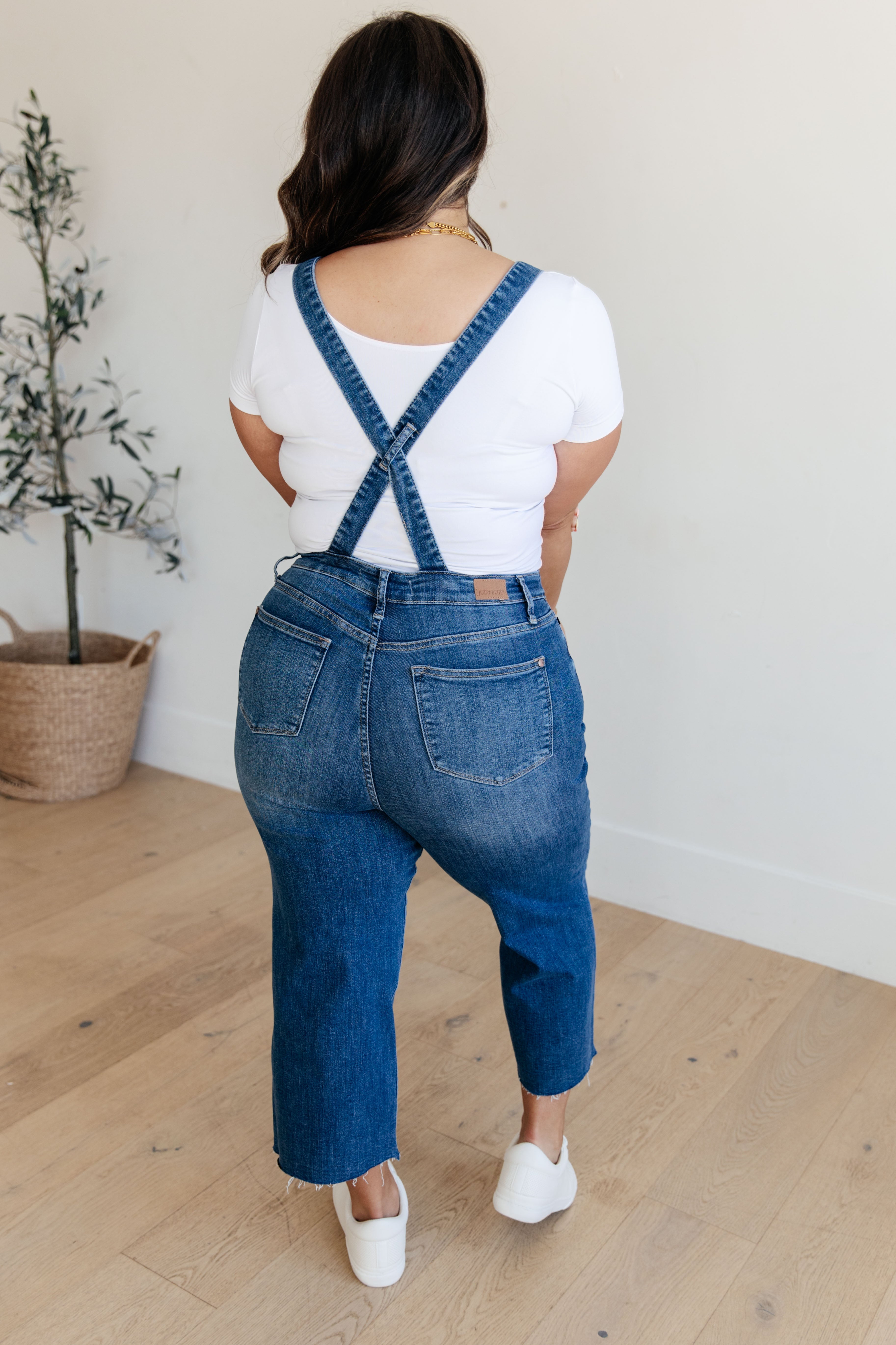 Retro Style High Rise Crop Wide Leg Denim Overalls