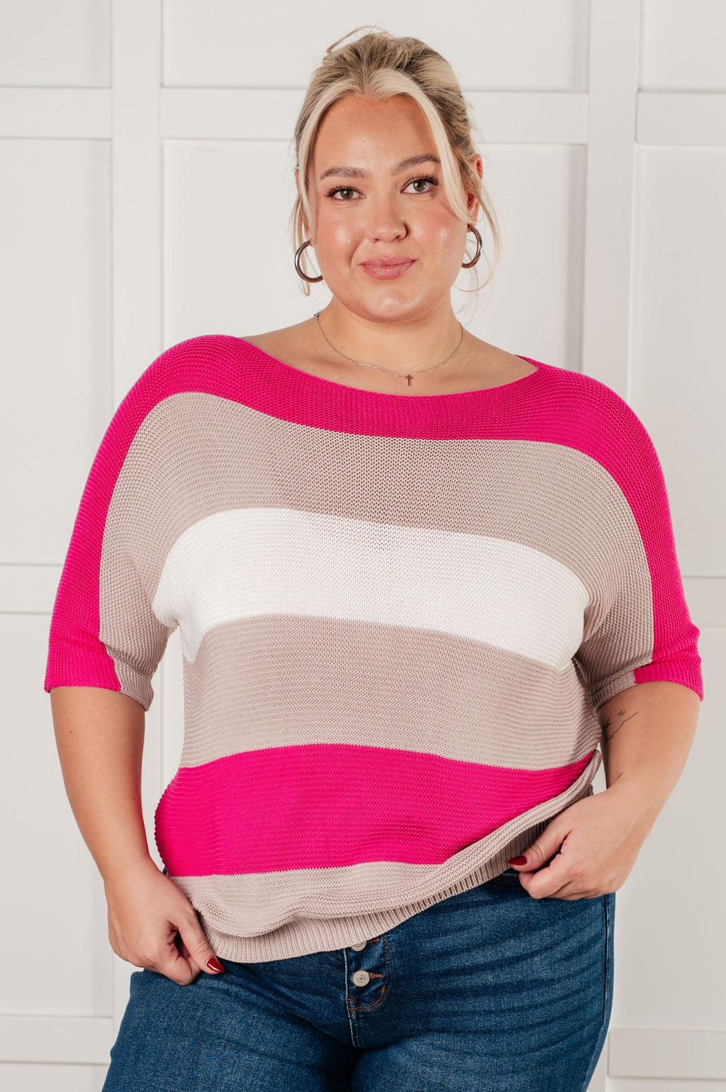 Knit Wit Short Sleeve Striped Top